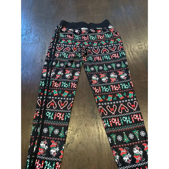 Disney Parks Christmas Pants M Jogger Holiday Minnie Mouse Drawstring Canes - Picture 3 of 3